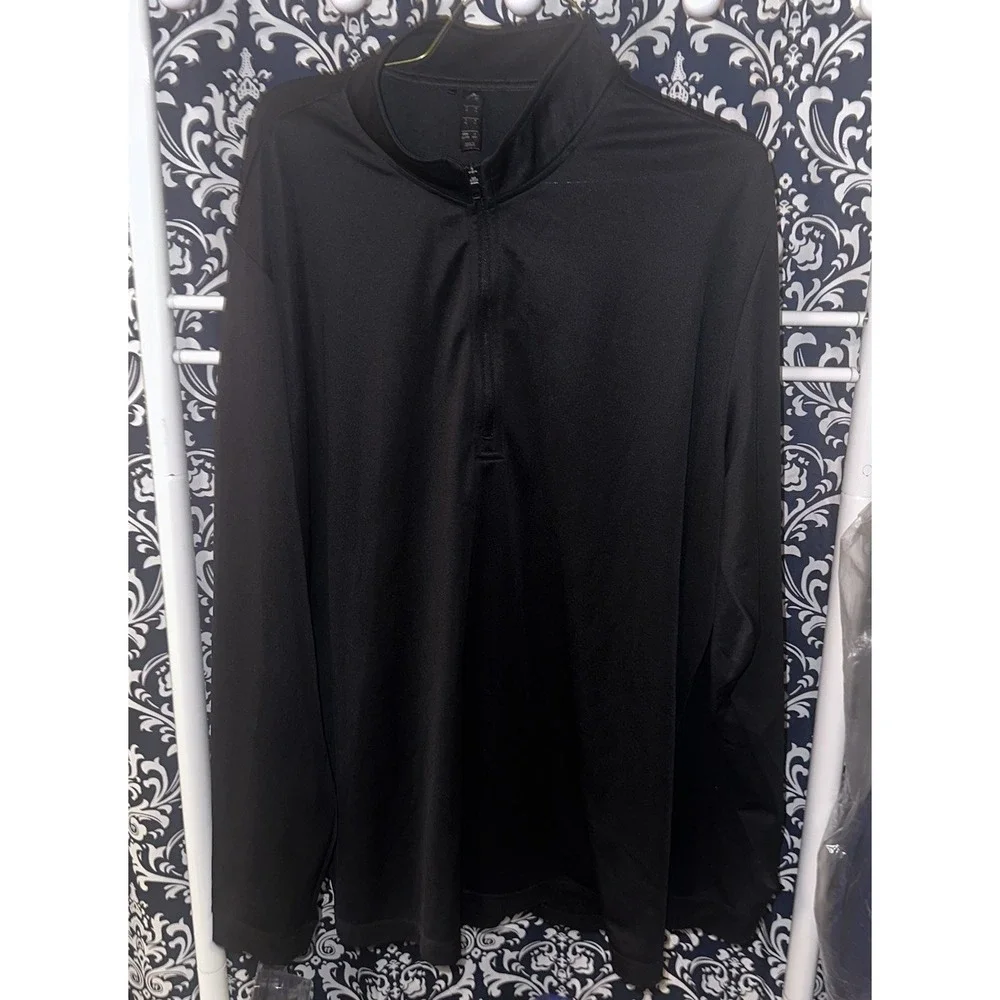 Adidas‎ 3 Stripe  1/4 Zip - Black - Mens XL Arm Logo Blackout